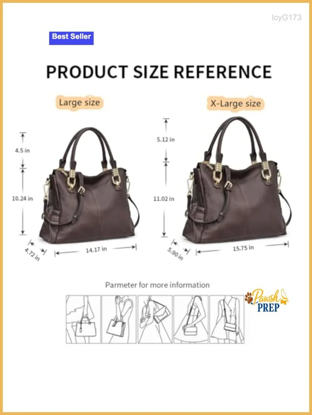 Top Grain Pebbled Cowhide Leather Satchel Tote Shoulder Bag with Pockets